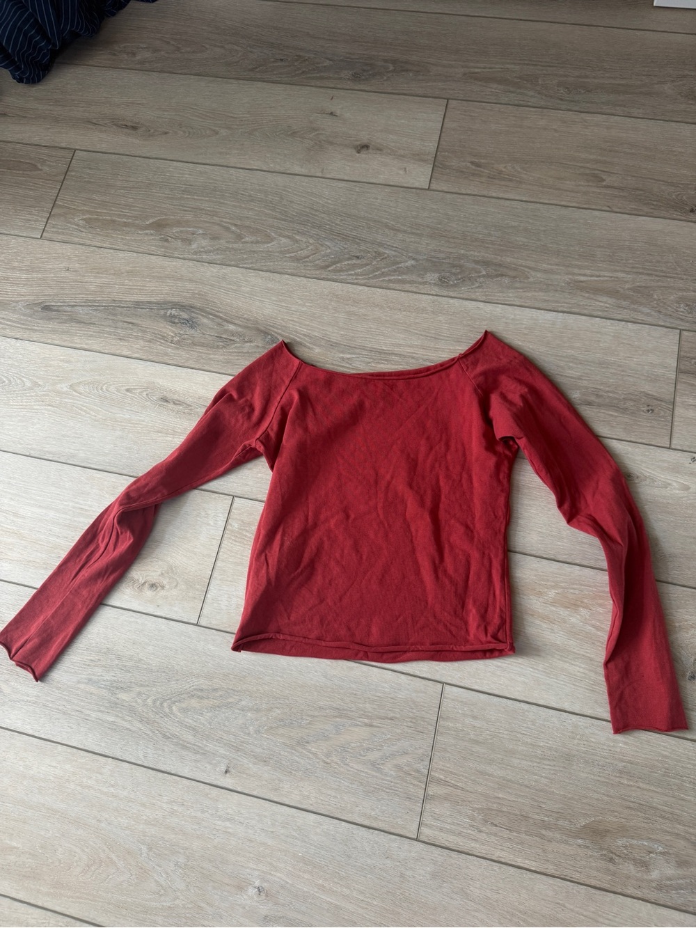 Brandy Melville Red Off-Shoulder Long Sleeve Top